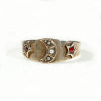 Astronomical Gold Band with Pearls & Garnets