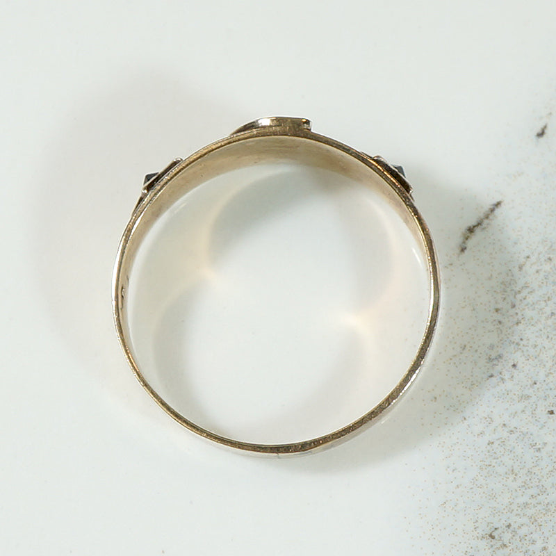 Astronomical Gold Band with Pearls & Garnets