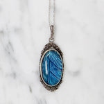 Blue Morpho Butterfly Wing Pendant