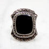Moody Art Deco Onyx & Marcasite Ring