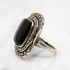 Moody Art Deco Onyx & Marcasite Ring