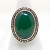 Perfect Green Chrysoprase Marcasite & Sterling Ring