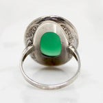 Perfect Green Chrysoprase Marcasite & Sterling Ring
