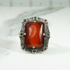 Gorgeous Deco Carnelian Sterling Marcasite Ring