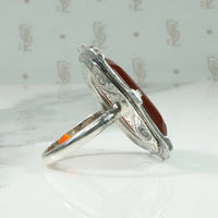 Gorgeous Deco Carnelian Sterling Marcasite Ring