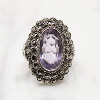 Dreamy Deco Amethyst Ring with Marcasites