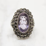 Dreamy Deco Amethyst Ring with Marcasites