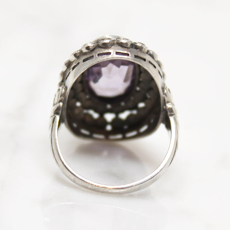Dreamy Deco Amethyst Ring with Marcasites