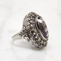 Dreamy Deco Amethyst Ring with Marcasites