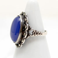 Sweetheart Chalcedony & Marcasite Art Deco Ring