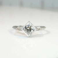 Exquisite Engraved Platinum & Diamond Engagement Ring