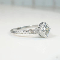 Exquisite Engraved Platinum & Diamond Engagement Ring