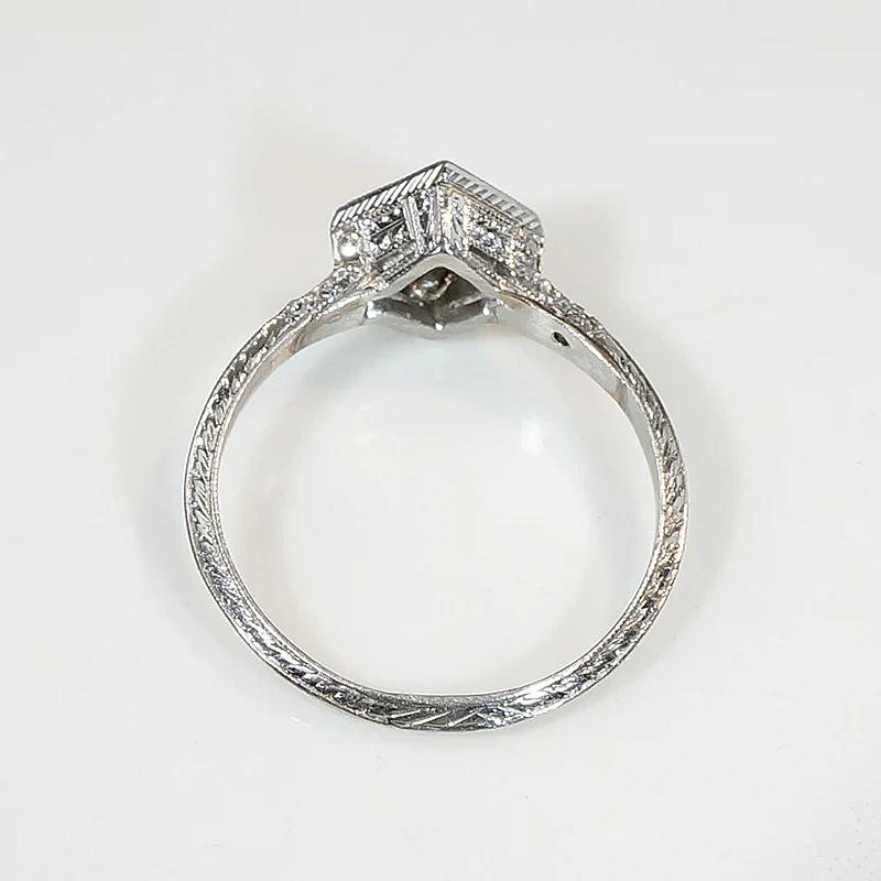 Exquisite Engraved Platinum & Diamond Engagement Ring