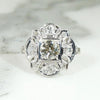 Wind Rose Diamond & Engraved Platinum Ring