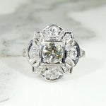 Wind Rose Diamond & Engraved Platinum Ring