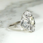 Wind Rose Diamond & Engraved Platinum Ring