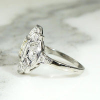 Wind Rose Diamond & Engraved Platinum Ring