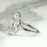 Wind Rose Diamond & Engraved Platinum Ring