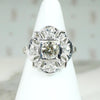 Wind Rose Diamond & Engraved Platinum Ring