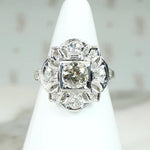 Wind Rose Diamond & Engraved Platinum Ring