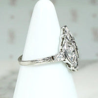 Wind Rose Diamond & Engraved Platinum Ring