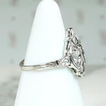 Wind Rose Diamond & Engraved Platinum Ring