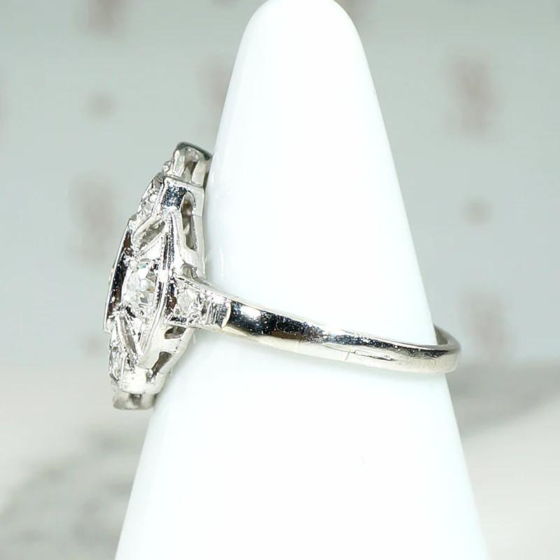 Wind Rose Diamond & Engraved Platinum Ring