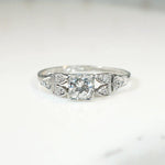 Dainty Deco Diamond in Platinum Engagement Ring