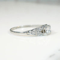Dainty Deco Diamond in Platinum Engagement Ring