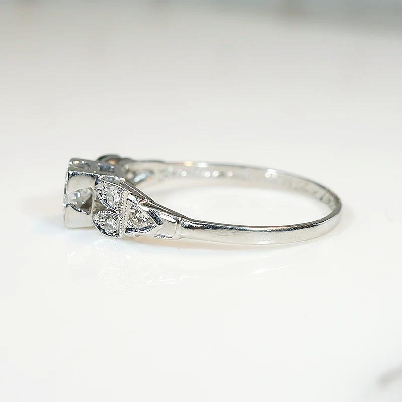 Dainty Deco Diamond in Platinum Engagement Ring