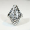 Filigreed 18k White Gold Deco Diamond Knuckle Ring