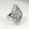 Filigreed 18k White Gold Deco Diamond Knuckle Ring