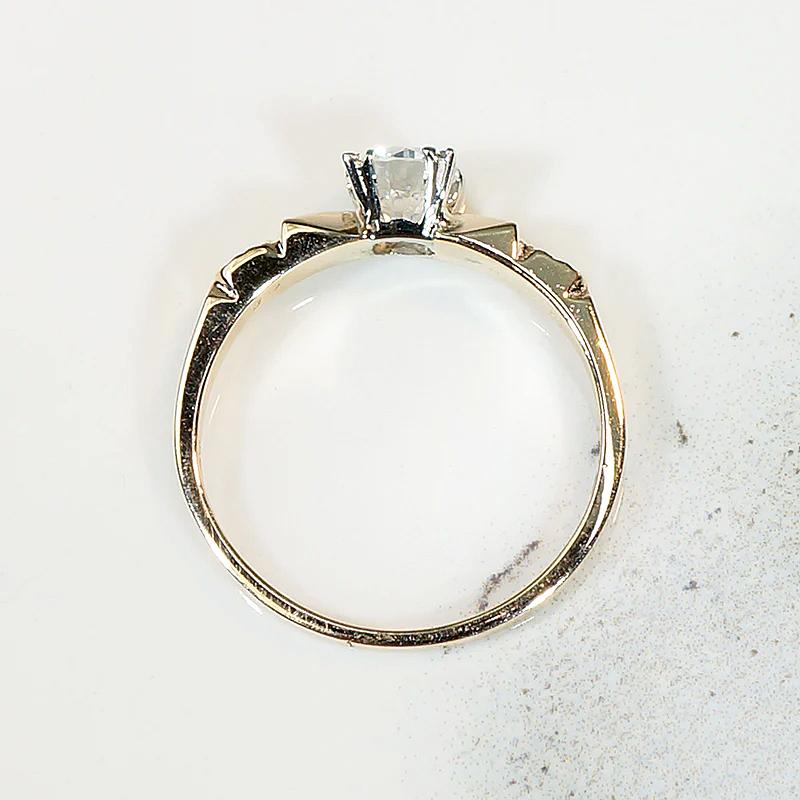 Classic Diamond Solitaire with Sculpted Gold Flowers