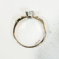 Classic Diamond Solitaire with Sculpted Gold Flowers