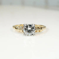 Retro Diamond Engagement Ring in Gold & Palladium