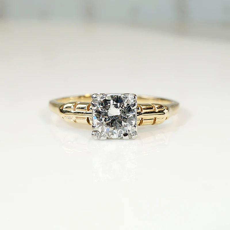 Retro Diamond Engagement Ring in Gold & Palladium