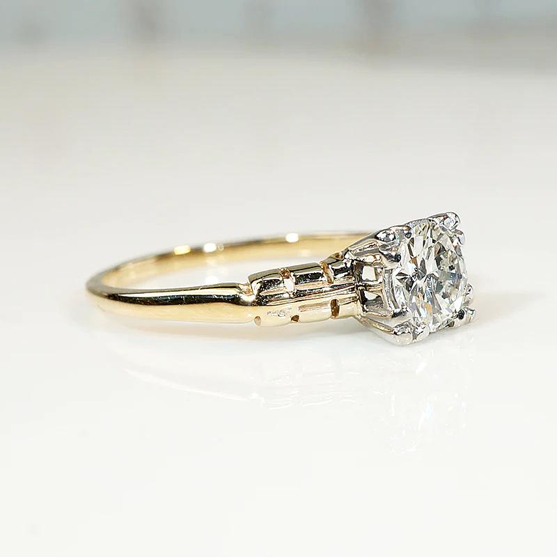 Retro Diamond Engagement Ring in Gold & Palladium