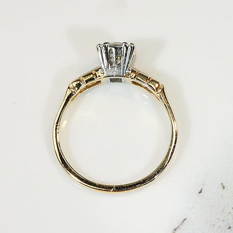 Retro Diamond Engagement Ring in Gold & Palladium