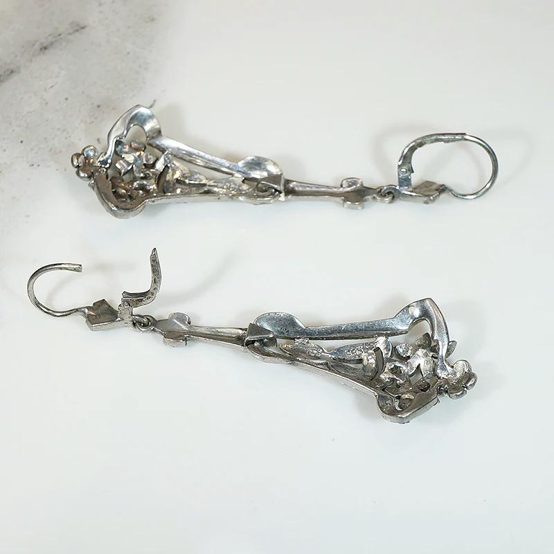 Stunning European Silver & Marcasite Drop Earrings