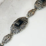 Moody German Art Deco Agate & Marcasite Bracelet