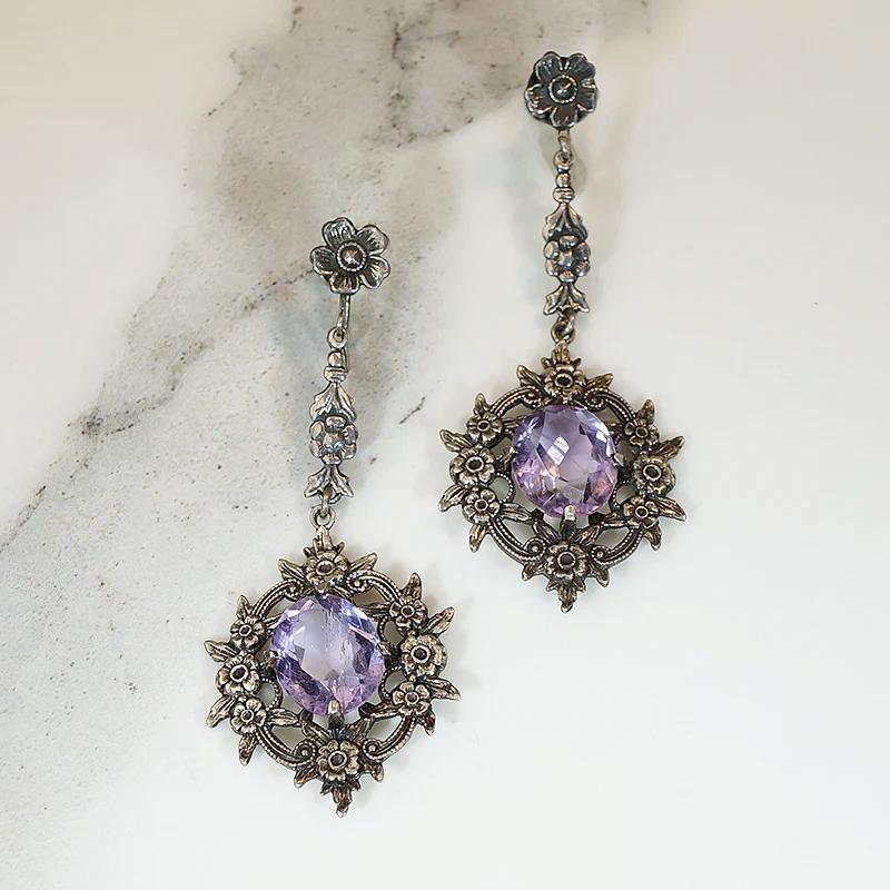 Enchanting Amethyst & Floral Silver Earrings
