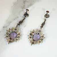 Enchanting Amethyst & Floral Silver Earrings