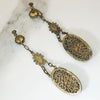 Decadent Cinnabar & Brass Filigree Earrings