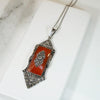 Lovely German Deco Pendant in Silver, Carnelian & Marcasite