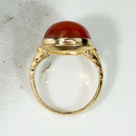 Spicy Carnelian Cabochon in Elegant Gold Ring