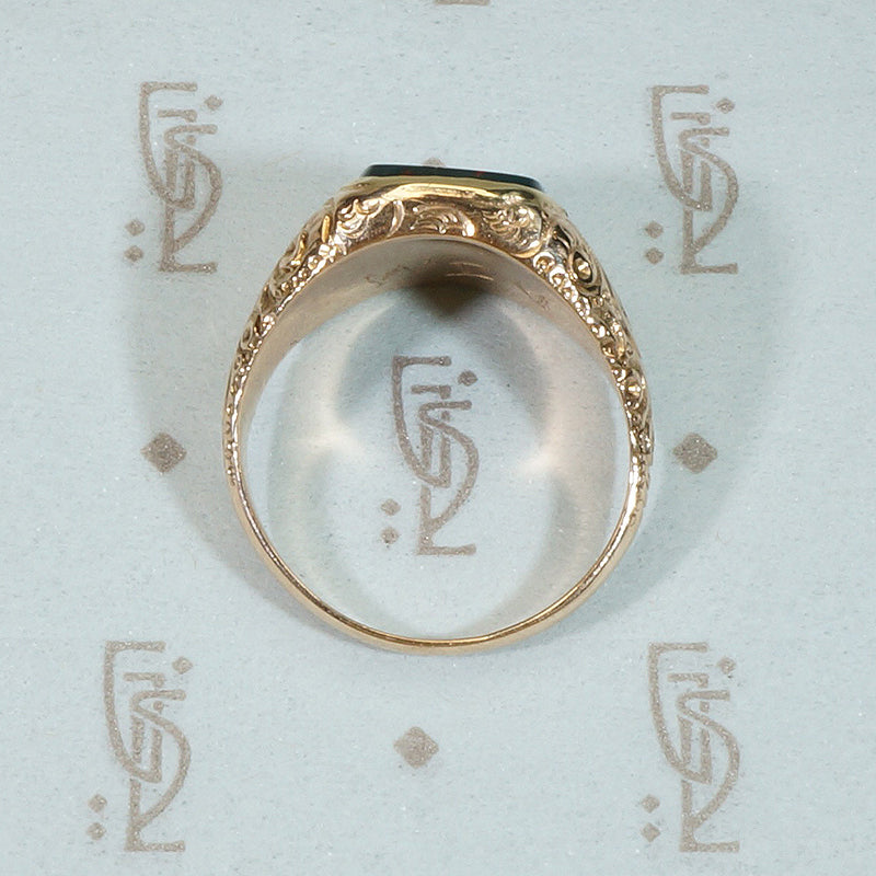Bloodstone and Flourishes An 1850's Gold Ring