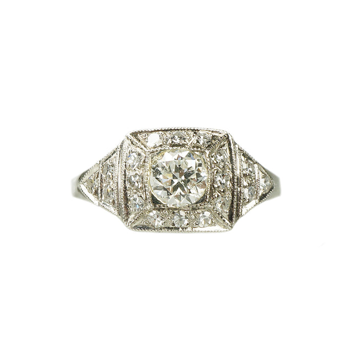 Low Profile Sparkling Deco Engagement Ring
