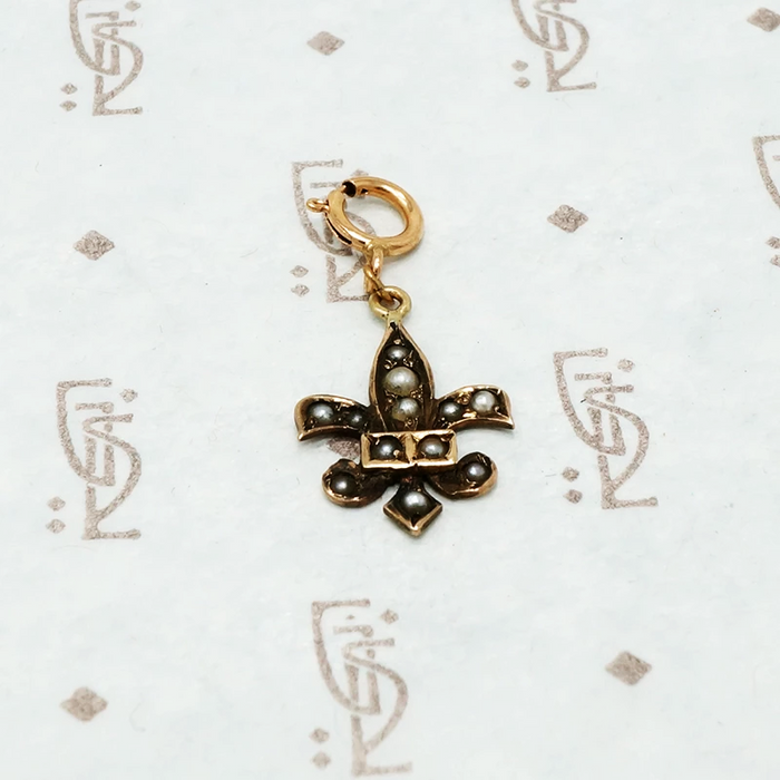 antique fleur de lis charm rose gold