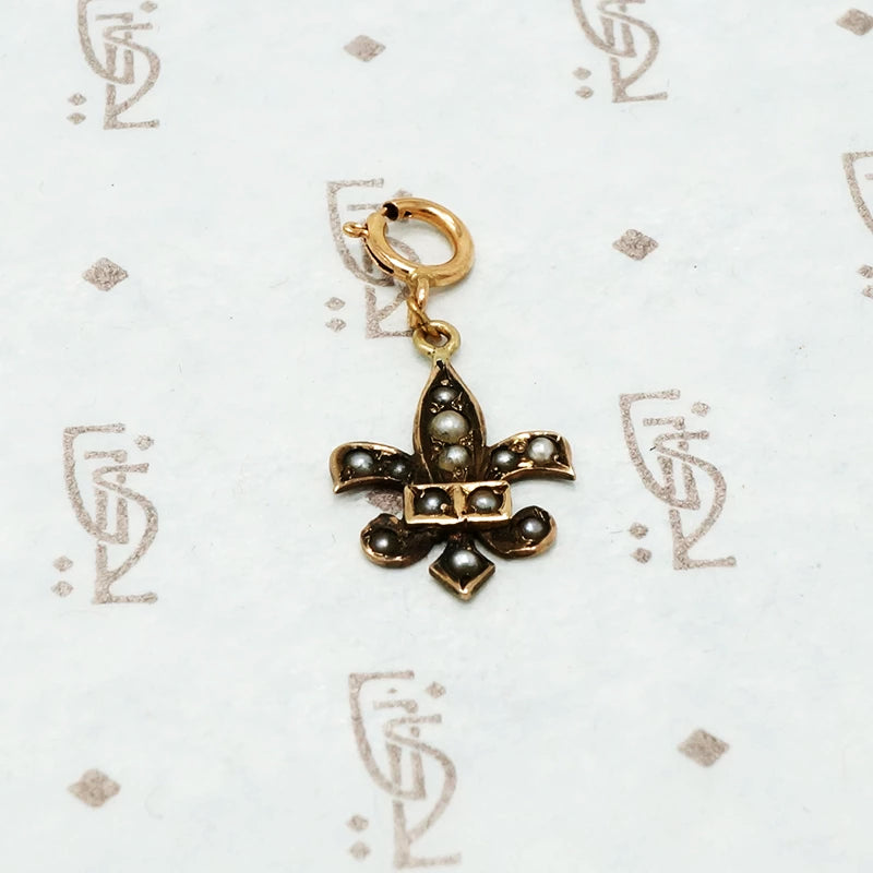 antique fleur de lis charm rose gold