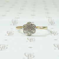 Petite Diamond Flower Ring Platinum on 18k